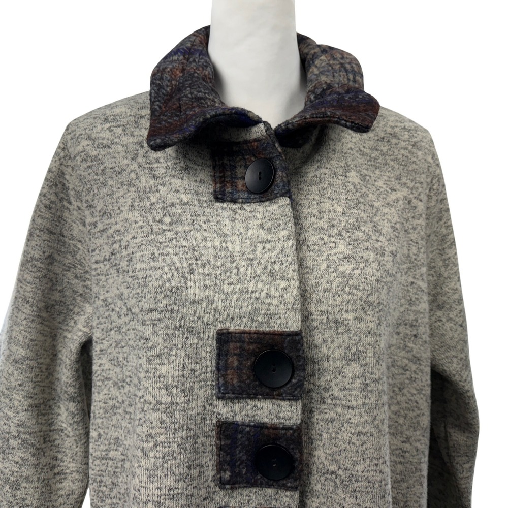 Damee Inc Heathered Knit Swing Coat Size 2X Wired Collared Button Front Size - Picture 2 of 9